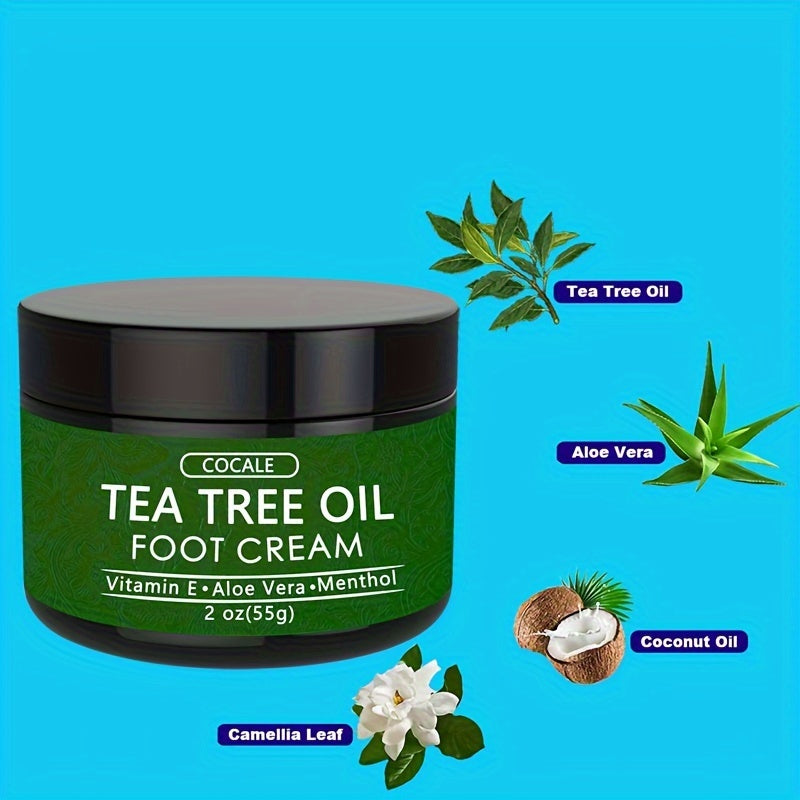 [Natural Moisturizing Cream] COCALE Tea Tree Oil Moisturizing Cream | Hypoallergenic Body, Foot & Face Cream with Aloe Vera, Hyaluronic Acid & Honey - 2oz, Light Beige Hydration, Natural Ingredient Design