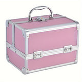 Professional Makeup Artist Travel Case - 6.7x6.7x9" Portable Cosmetic Organizer with Mirror, Brush Holder & Lockable Key - Ideal for Jewelry Storage & Bathroom Essentials