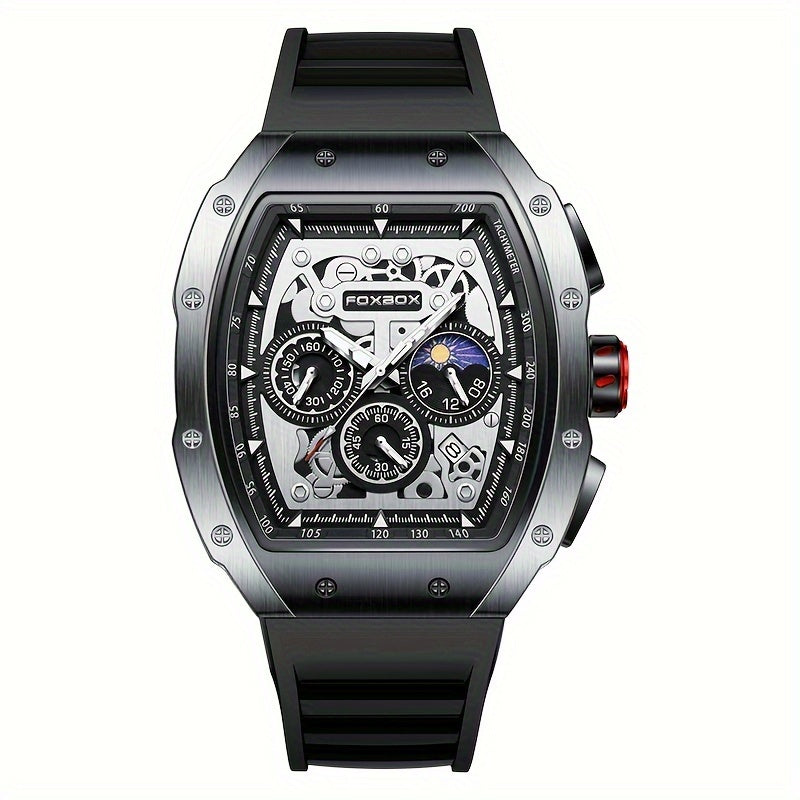 Foxbox Men's Waterproof Quartz Wristwatch, Date Sport Silicone Wrist Watches