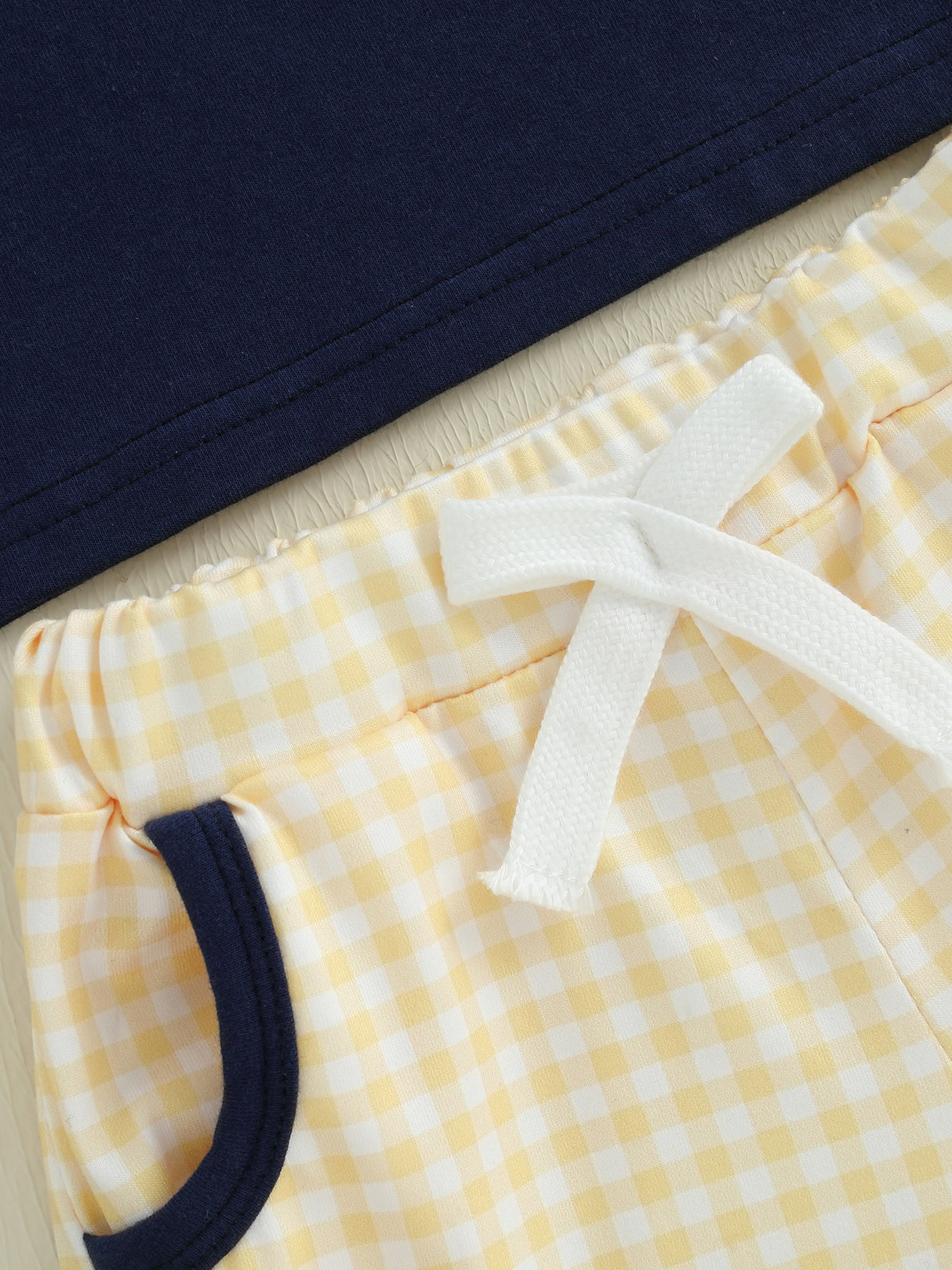 Toddler Boys Summer Outfits Letter Duck Embroidery Round Neck Short Sleeve T-Shirts Plaid Elastic Waist Shorts 2pcs Clothes Set, for Outdoor