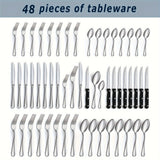48/72pcs Silverware Set, Including Steak Knife, Premium Stainless Steel Cutlery Set, Knife, Spoon, And Fork Set, Dishwasher Washable, Stylish Design