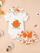 Newborn Baby Girl Clothes Infant Summer Shorts Set Ruffle Romper Fruit Butterfly Cute Baby Clothes Summer Outfits Set 0-18 Months, for Outdoor