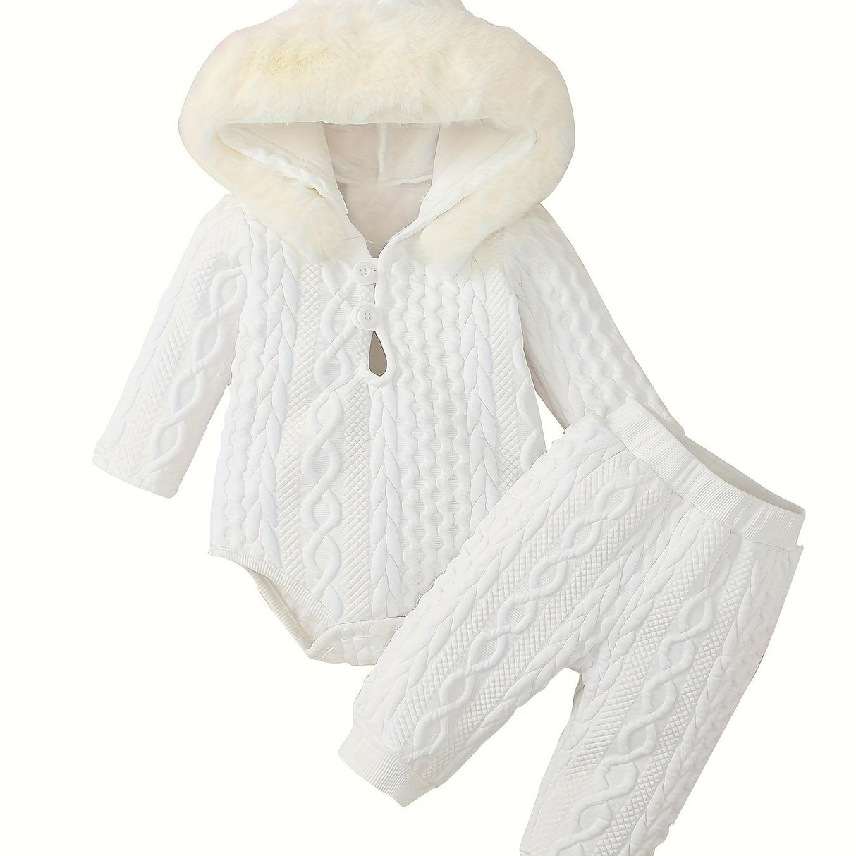 Adorable Baby Girl Hooded Romper and Pants Set - Soft and Comfortable Long Sleeve Outfit for Infants