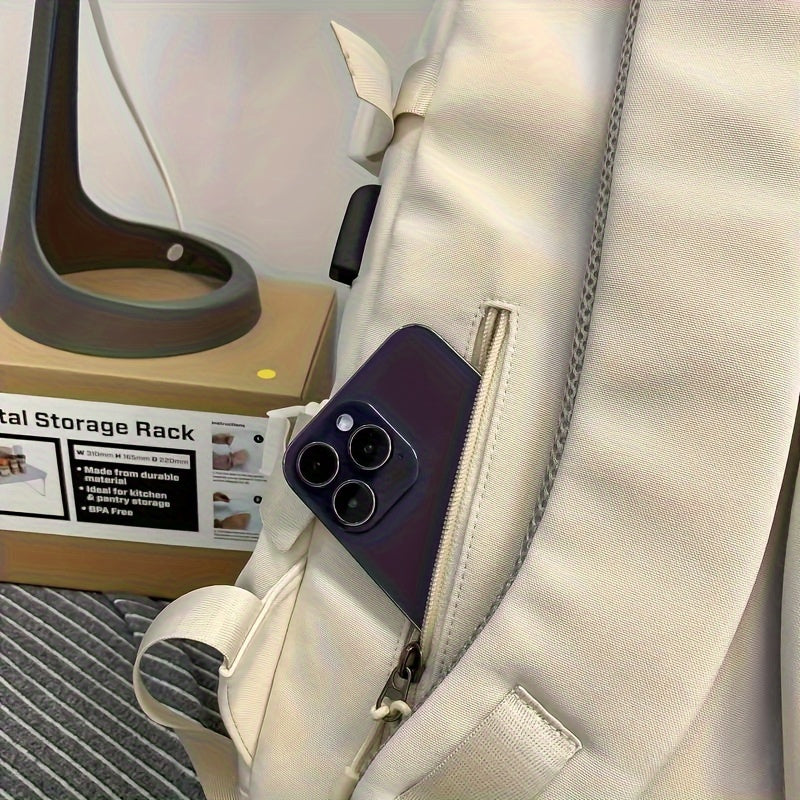 New Fashionable Large-capacity Backpack, Unisex Casual Trend Backpack, Simple Solid Color Versatile School Bag