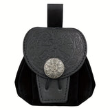 Mid-Century Style Embossed Belt Bag For Men, Viking Vintage Style Renaissance Portable Waist Bag, Coin Purse Dice Bag
