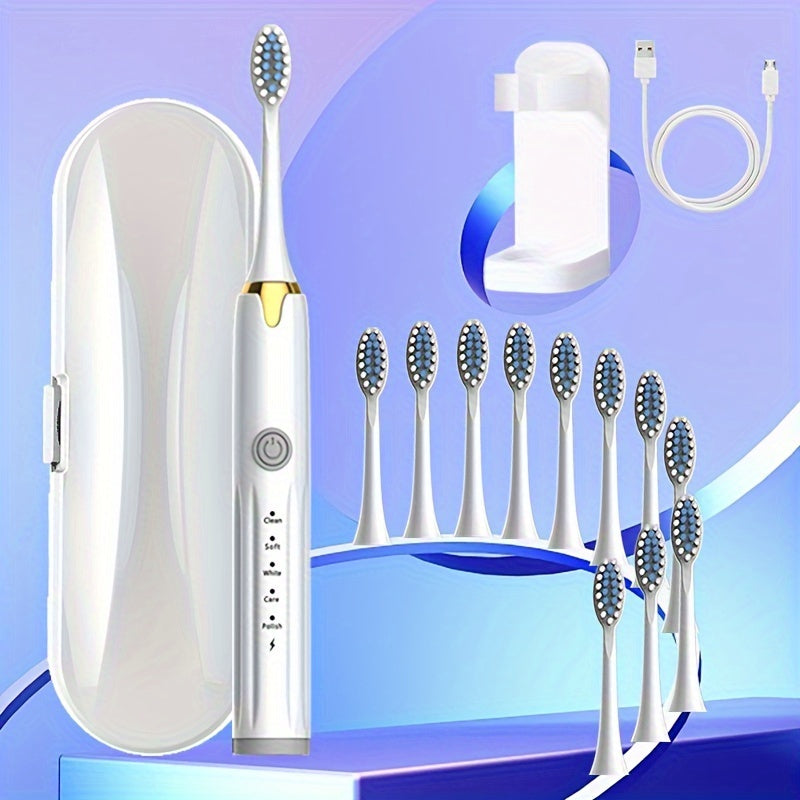 Electric Toothbrush With Replaceable Brush Head, With 5 Modes, One-button Start, Long Battery Life, Suitable For Men And Women, For Home, Travel - 1 Set
