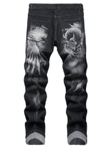 Mens Printed Jeans - Premium Jeans for Men Slim Fit - Skinny Stretch Denim Printed Pants for Men