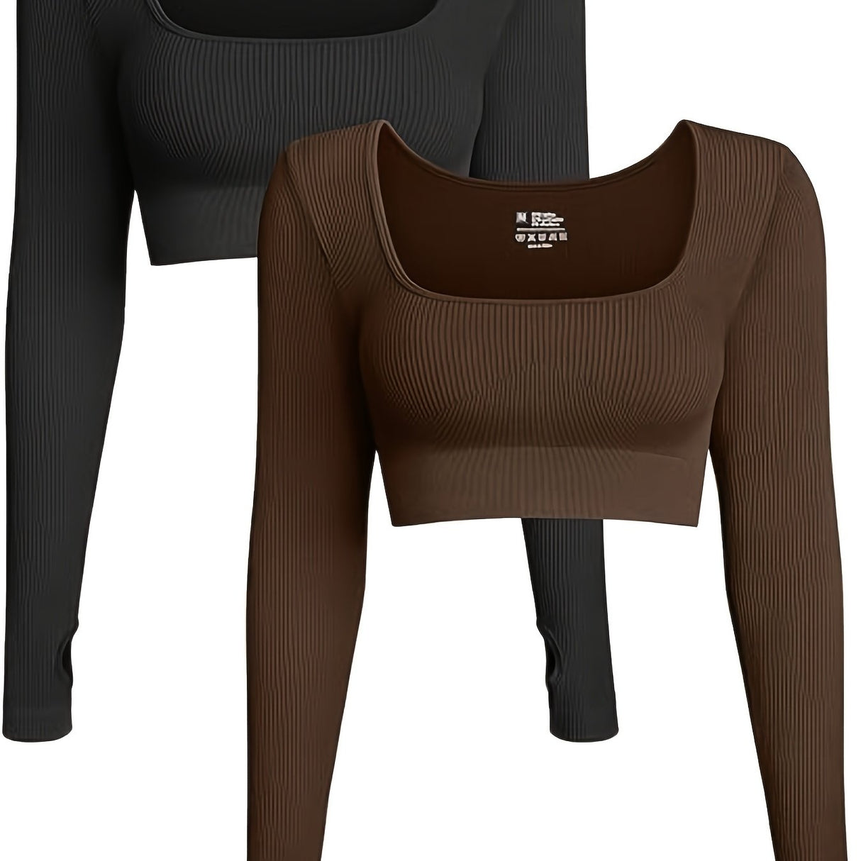 Women'S High-Intensity Yoga & Fitness Long Sleeve Crop Tops - Slimming, Stretchy, Four Seasons, Versatile Wear (2pcs Set), High-Waisted Design, Breathable Fabric, No Belt, Stretchy Fabric, Crop Top, Solid Color
