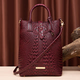 Luxurious Crocodile Embossed PU Tote Bag - Removable Strap, Buckle Closure, Edge Painted - Classic Womens Office and Work Purse for Trendy Ladies