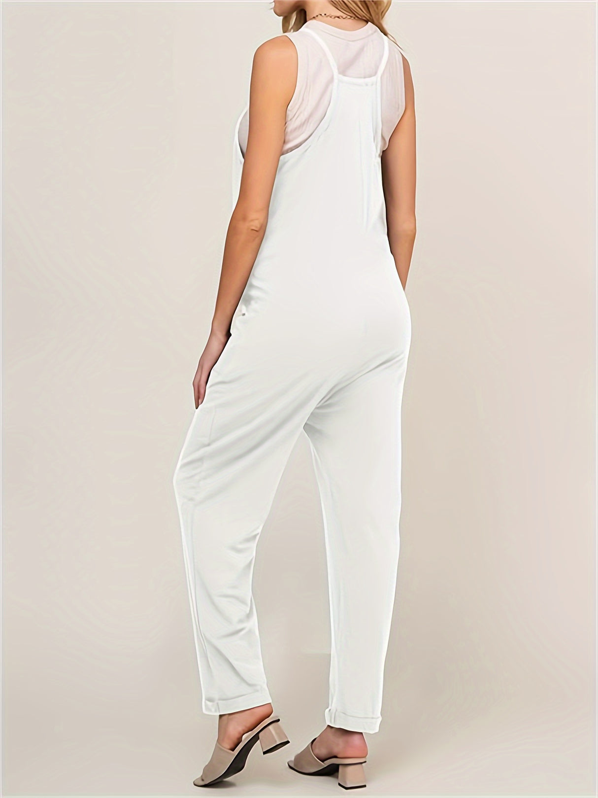 Women's Sleeveless Maternity Jumpsuits Casual Spaghetti Strap Overalls Long Harem Pants Romper with Pockets