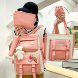 New Ins Canvas Large-capacity Backpack, Small Fresh Contrasting Color School Bag