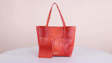 Crocodile Embossed Tote Bag Set, Elegant Shoulder Bag With Clutch Purse, Women's Office & Work Handbag