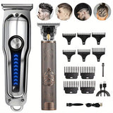 2pcs/Set Professional Hair Clipper Set, USB Rechargeable Electric Razor Fine Cutter Beard Trimmer Razor Cordless Hair Cutting Machine For Men