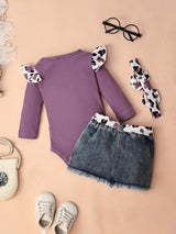 Baby Girl Clothes Newborn long Sleeve Ruffle Romper Short Jeans Pants Leporad Infant Outfits 3pcs 0-18 Months