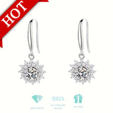 Moissanite Sunflower Drop Earrings 925 Sterling Silver Women's Summer Jewelry Mother's Day Proposal Engagement Wedding Anniversary Birthday Gift