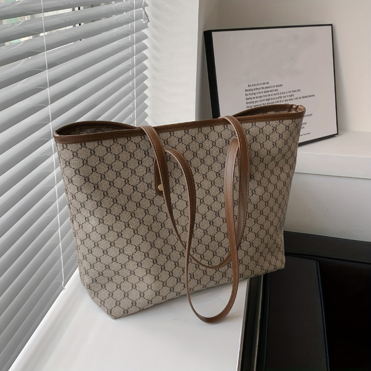 Large Capacity Tote Bag - Premium PU Leather, Spacious Shoulder Bag Design, Ample Space for Work, School Essentials - Stylish, Practical Choice for Women