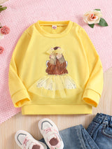 Girls, Mesh Bowknot Princess Design Pullover Long Sleeve Crew Neck Sweatshirt Tops, Kids Clothes For Spring Fall