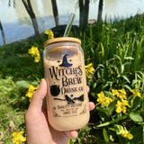 1pc, Witches Brew Drinking Glass With Lid And Straw, Can Shaped Water Cup, Iced Coffee Cup, For Tea, Juice, Milk, Birthday Gifts, Drinkware