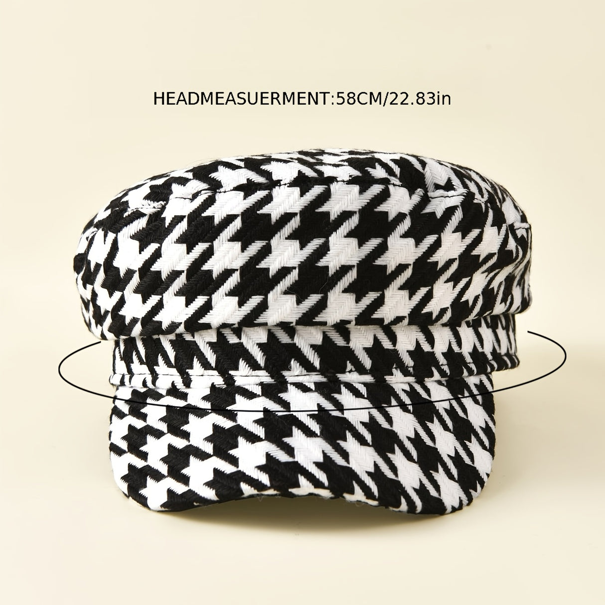 Houndstooth Newsboy Cap Women's Elegant Military Style Hats Breathable Painters Hats