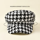 Houndstooth Newsboy Cap Women's Elegant Military Style Hats Breathable Painters Hats