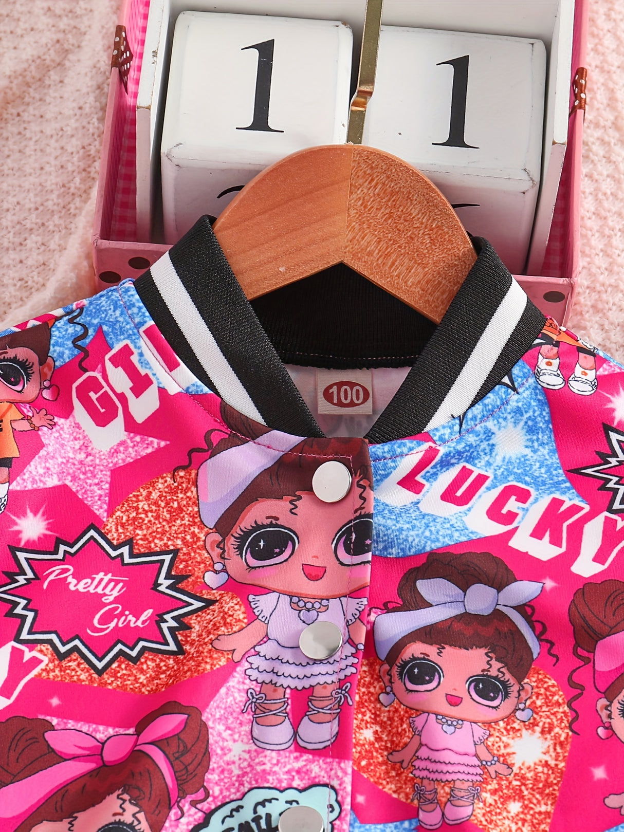 Girls' 2pc Splicing Long Sleeve Varsity Jacket & Skirt, Sequin Effect Outfits Kids Clothes For Spring Fall Party