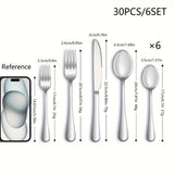[30pcs Silverware Set Durable] 30pcs silverware set for 6 people, high-end stainless steel tableware set, mirror polished, durable household kitchen tableware set, including fork, knife and spoon set, dishwasher safe cleaning