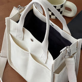 Mini Canvas Tote Bag With Top Handle, Multi Pockets Crossbody Bag, Portable Lunch Box Storage Bag