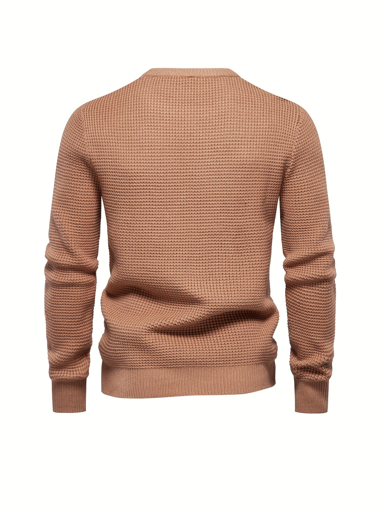 All Match Knitted Solid Sweater, Men's Casual Warm Slightly Stretch Crew Neck Pullover Sweater For Men Fall Winter