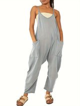 Women's Sleeveless Maternity Jumpsuits Casual Spaghetti Strap Overalls Long Harem Pants Romper with Pockets