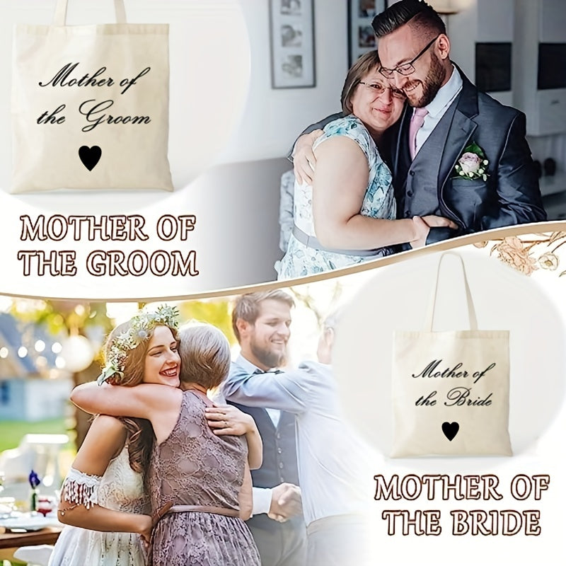 1pc, Canvas Bag For Mother Of The Bride And Groom, Mom Gifts For Mother In Law At Wedding, Engagement, Bridal Shower, Appreciation Gift From Groom Bride, Shopping Travel Work Reusable Portable Tote Bag, Party Supplies, Holida