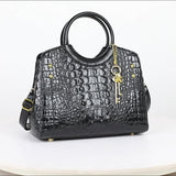 Premium Luxury Crocodile Pattern Handbag - Timeless Vintage Satchel for Women - Stylish Top Handle, Versatile Shoulder & Crossbody Bag - A Fashion Must-Have for Daily Wear