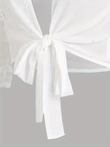 Elegant Solid Knotted Flared Sleeve Blouse, Open Front for Coquette/Cute/Y2K Style Women's Clothing