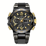 [Popular Choice] LIGE Watches for Men, 1968.5inch Clock Alarm LCD Dual Display Wristwatch