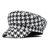 Houndstooth Newsboy Cap Women's Elegant Military Style Hats Breathable Painters Hats