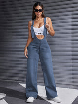 Women'S Clothing For Autumn And Summer, Women'S Summer Wear, Women'S Denim, Overalls, Adjustable Shoulder Straps, Loose Straight Legs, Wide-leg Denim Jumpsuits, Loose Jumpsuits
