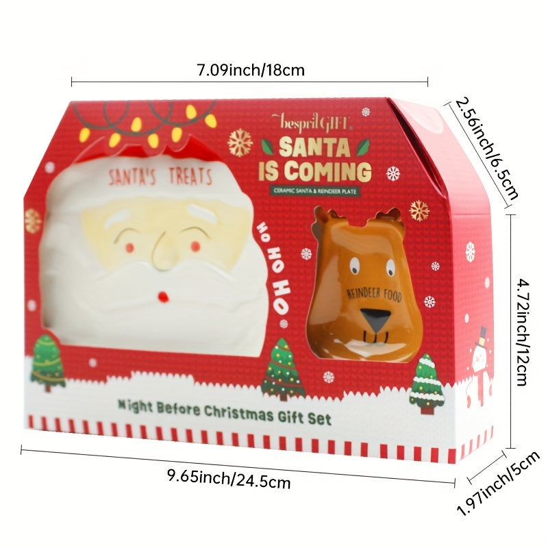 1 Set Hand-painted 3D Ceramic Christmas-themed Tableware Set with Plates, Cups, and Gift Boxes, Perfect as a Small Gift