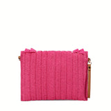 Trendy Fringe Straw Clutch Bag - Fashionable Woven Design with Secure Flap Magnet Closure - Stylishly Versatile Solid Color Purse & Wristlet