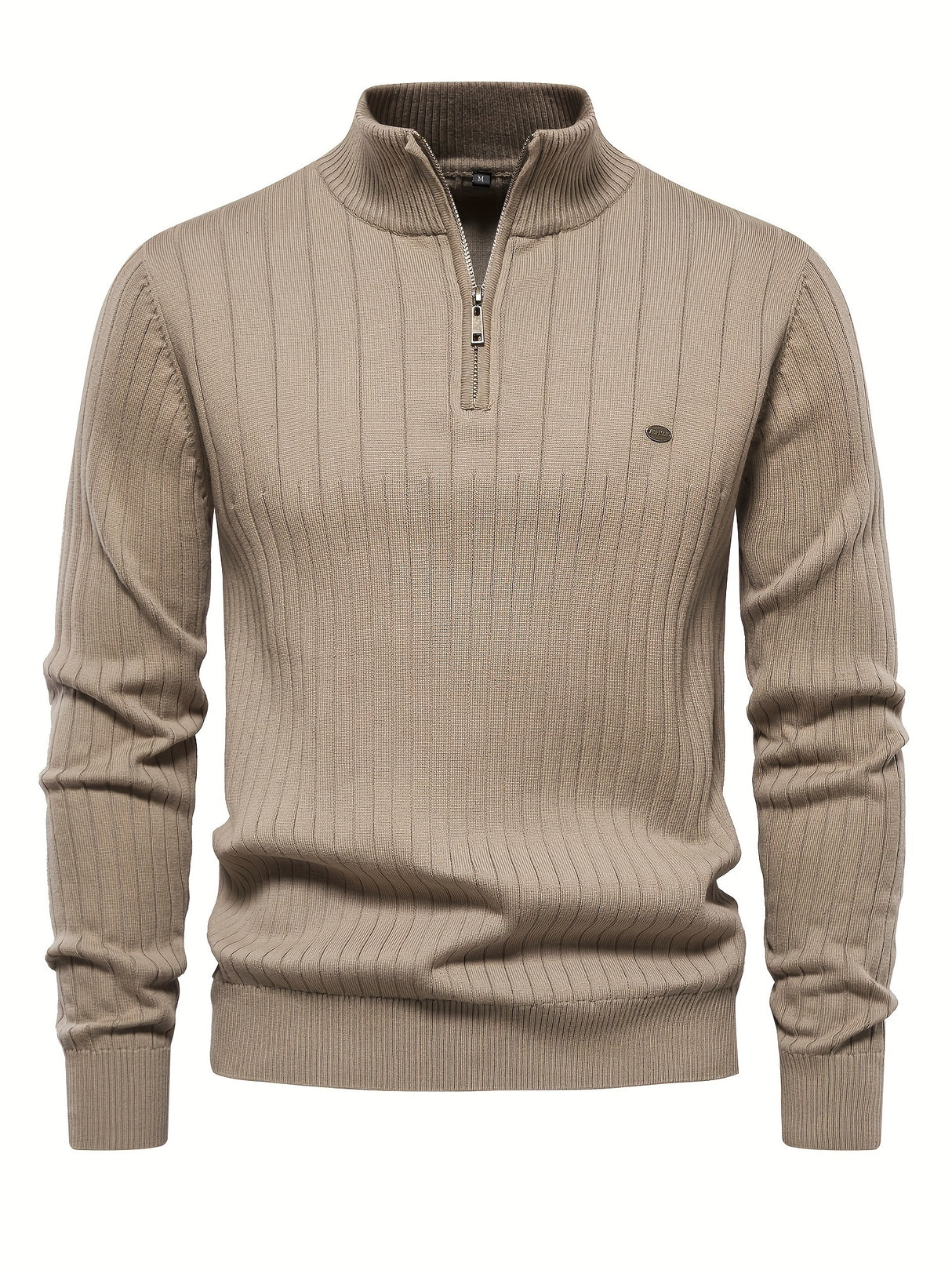 Men's Casual Cotton Warm Slightly Stretch Half Zipper Stand Collar Pullover Sweater For Men Fall Winter