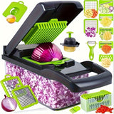 14-in-1/ Set Upgraded Vegetable Chopper With Container, Professional Food Chopper, Multi-Functional Fruit Slicer, Manual Food Shredder, Onion Grater With Multiple Interchangeable Blades Chopper, Dicer (Kitchen Gadgets And Ess
