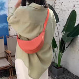 Casual Minimalist Solid Color Crossbody Bag, Zipper Crescent Shoulder Bag For Women, Daily Use Bag