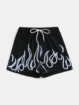 Flame-Inspired Y2K Drawstring Shorts for Women - Season-Versatile with Pockets, Medium Stretch & Easy-Care
