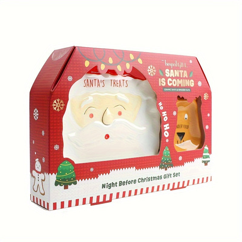 1 Set Hand-painted 3D Ceramic Christmas-themed Tableware Set with Plates, Cups, and Gift Boxes, Perfect as a Small Gift