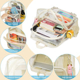 Clear Backpack for Women Men Stadium Events TPU Transparent Travel Backpacks Large Laptop College Bookbags Kids Elementary School Bag for Girls Boys Teens Student Causal Daypack-Beige