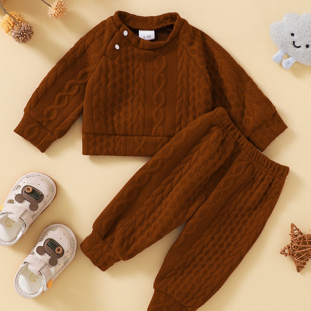 Toddler boy winter clothes long sleeve round neck knitted cotton sweatshirt pants set toddler boys clothes autumn winter clothes