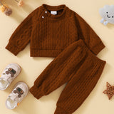 Toddler boy winter clothes long sleeve round neck knitted cotton sweatshirt pants set toddler boys clothes autumn winter clothes
