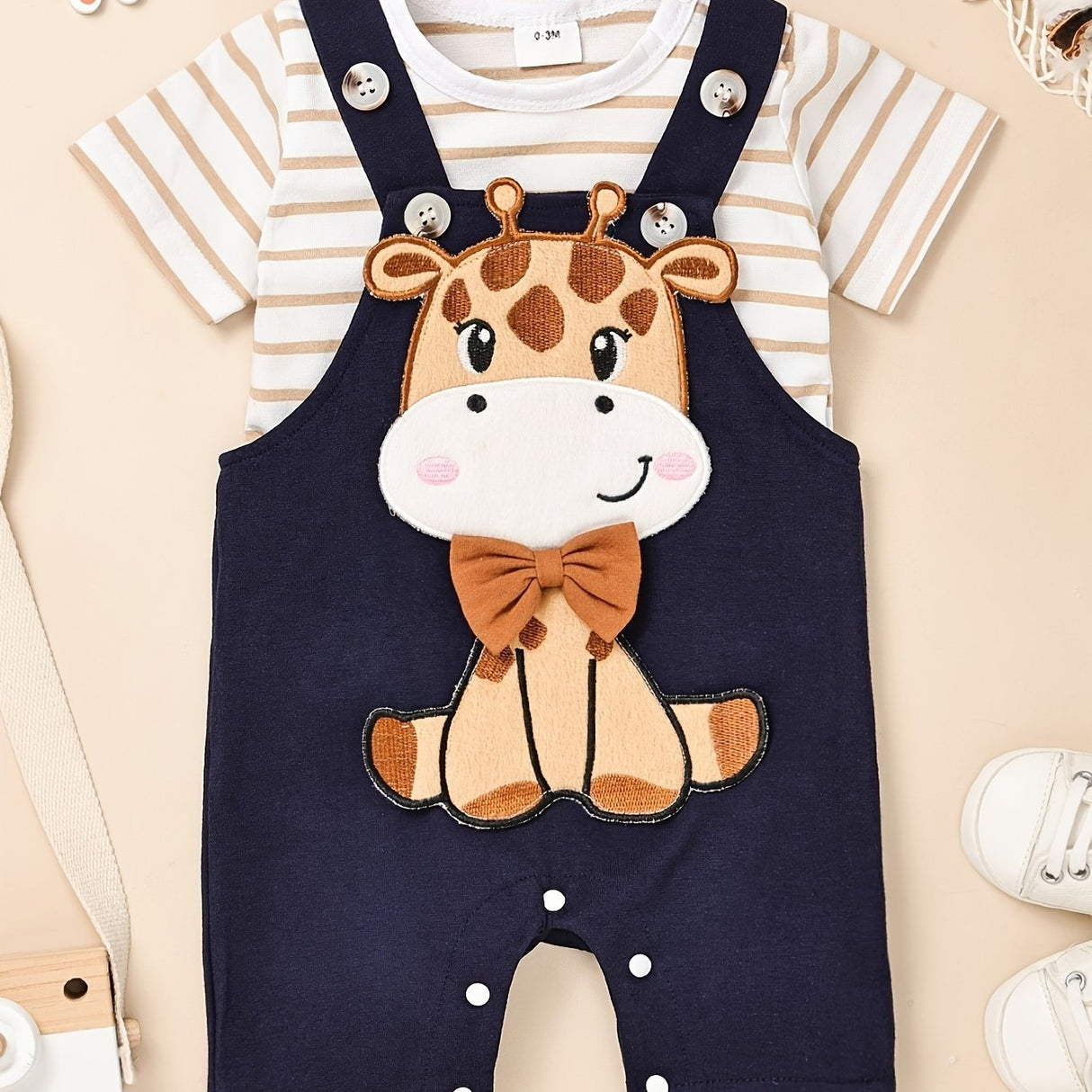 CETEPY Toddler Baby Boys Clothes Summer Outfits Short Sleeve Suspender Trousers Jumpsuit Animals Pattern Tops Pants Sets 0M-18M