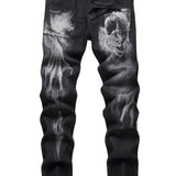 Mens Printed Jeans - Premium Jeans for Men Slim Fit - Skinny Stretch Denim Printed Pants for Men