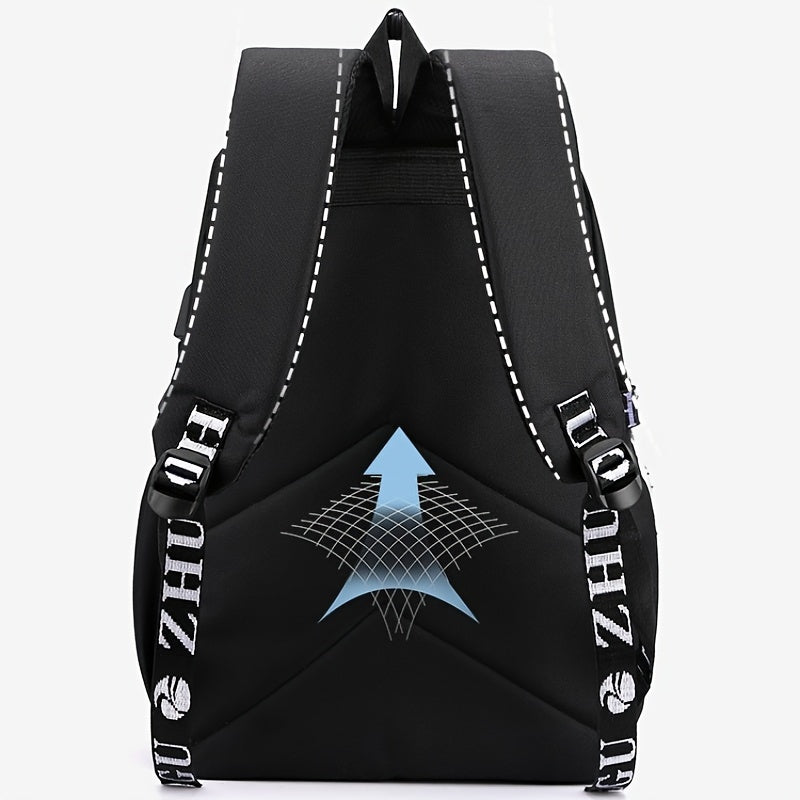 Lightweight Cartoon Animation [Authorized]Sanrio Kuromi Cute Backpack, Fashionable College Style Travel School Bag For Boys And Girls, Back To School Season