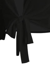 Elegant Solid Knotted Flared Sleeve Blouse, Open Front for Coquette/Cute/Y2K Style Women's Clothing