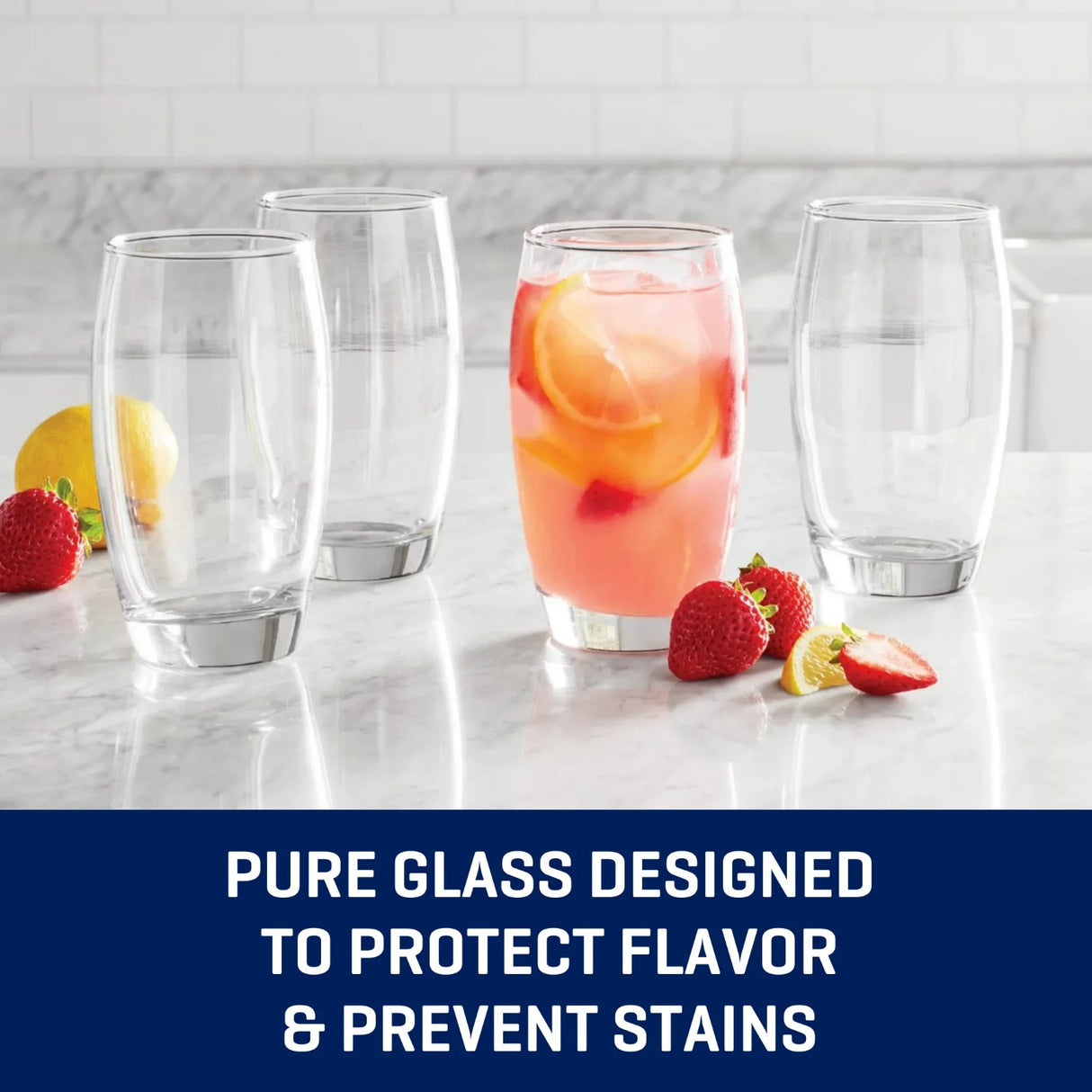 Set of 8 Ellendale 16oz Heavy Base Drinking Glasses - Durable, Clear Glassware for Spill-Proof Sipping, Perfect for Cold Beverages, Dishwasher Safe, Ideal for Home & Gifting, Drinking Glass Set